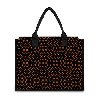 Black And Orange Harlequin Print Canvas Tote Bag