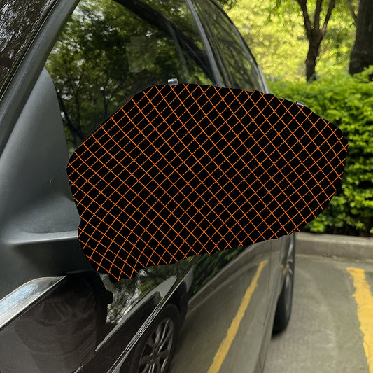 Black And Orange Harlequin Print Car Side Mirror Covers