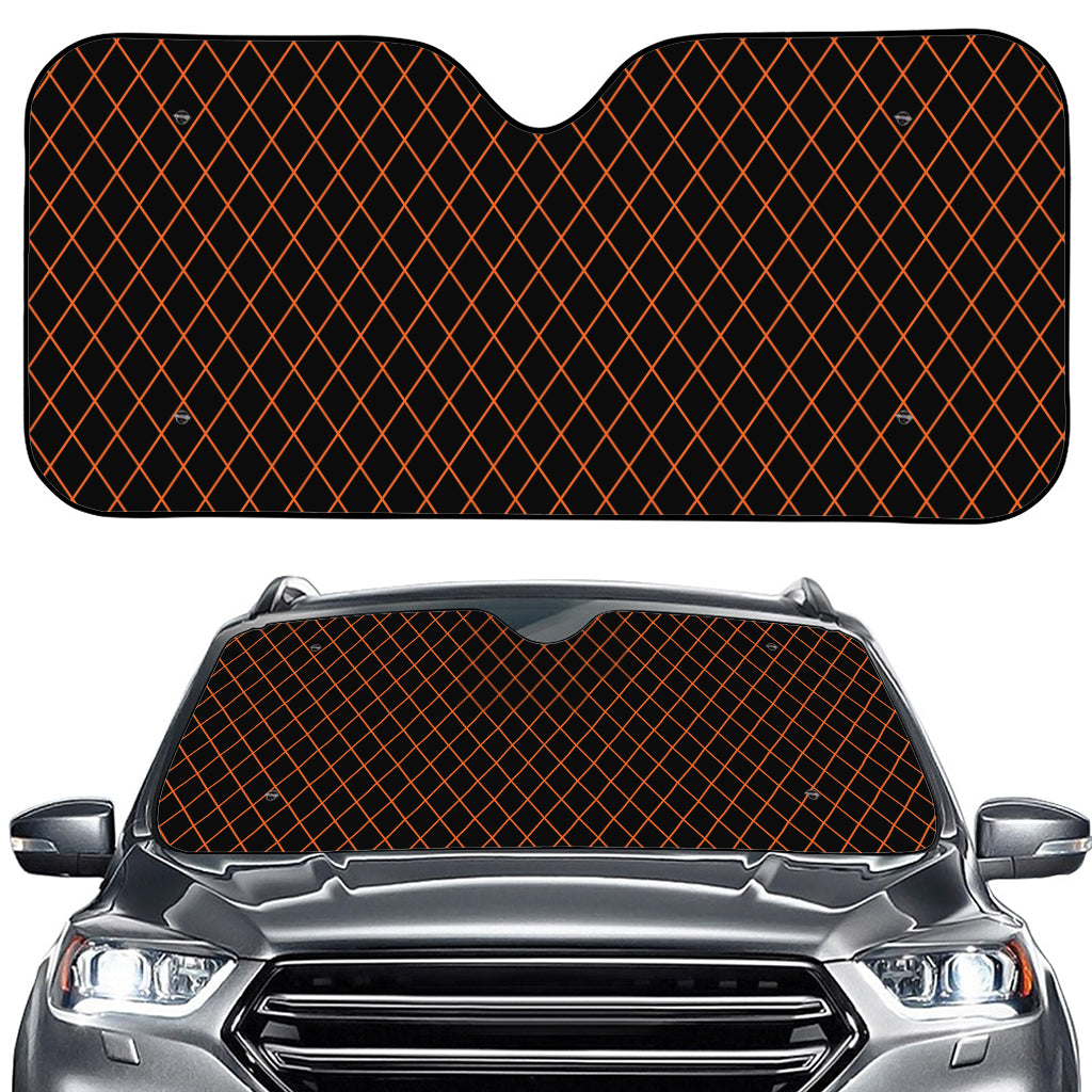 Black And Orange Harlequin Print Car Windshield Sun Shade