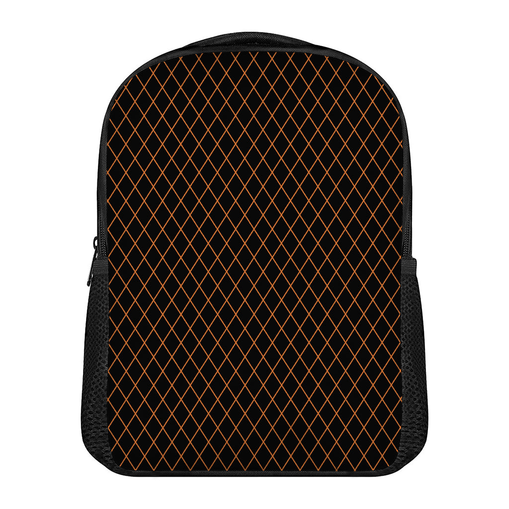 Black And Orange Harlequin Print Casual Backpack
