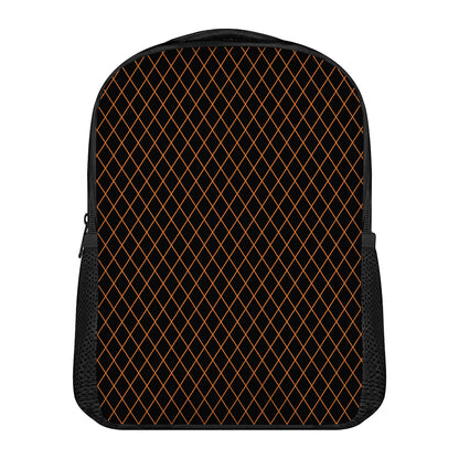Black And Orange Harlequin Print Casual Backpack
