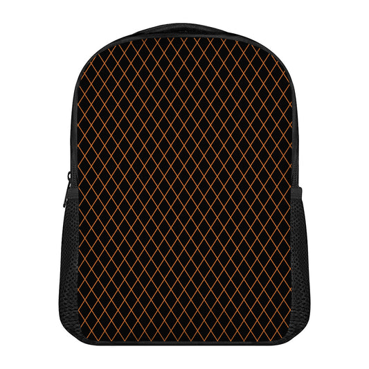 Black And Orange Harlequin Print Casual Backpack
