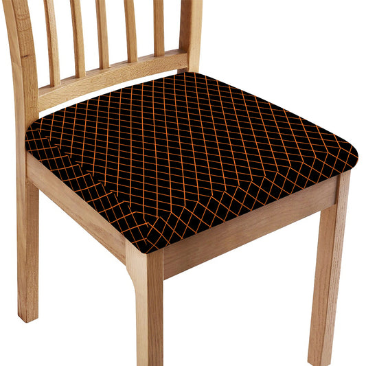 Black And Orange Harlequin Print Chair Cushion Cover
