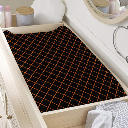 Black And Orange Harlequin Print Changing Pad Cover