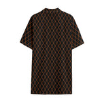Black And Orange Harlequin Print Cotton Hawaiian Shirt