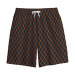 Black And Orange Harlequin Print Cotton Shorts
