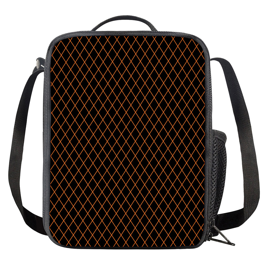 Black And Orange Harlequin Print Crossbody Lunch Bag