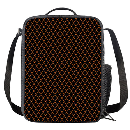 Black And Orange Harlequin Print Crossbody Lunch Bag