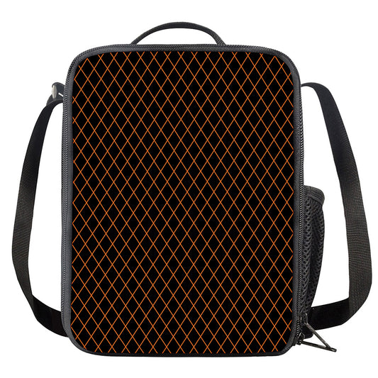 Black And Orange Harlequin Print Crossbody Lunch Bag