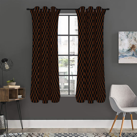 Black And Orange Harlequin Print Curtain