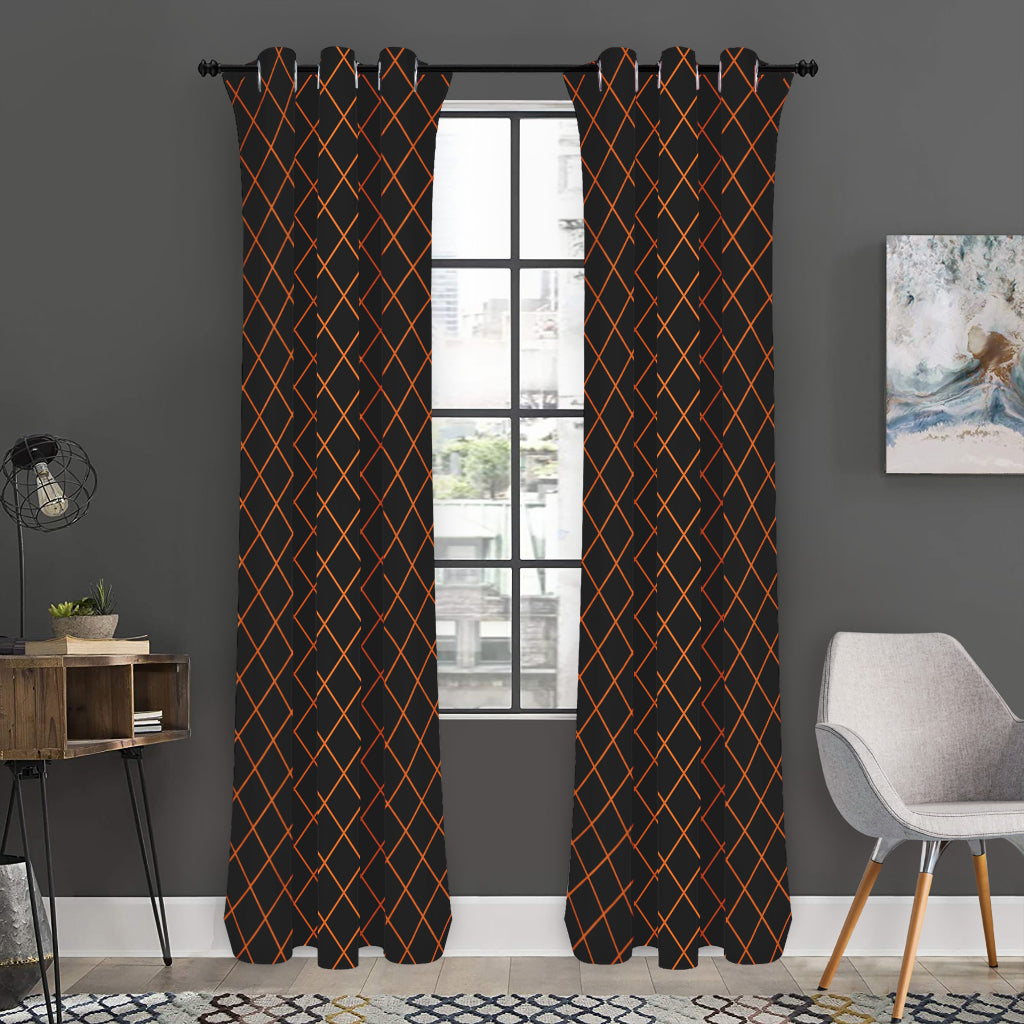 Black And Orange Harlequin Print Curtain