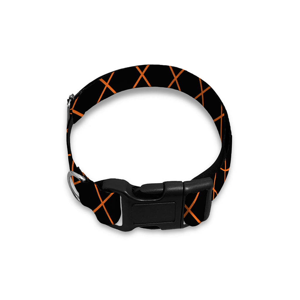 Black And Orange Harlequin Print Dog Collar