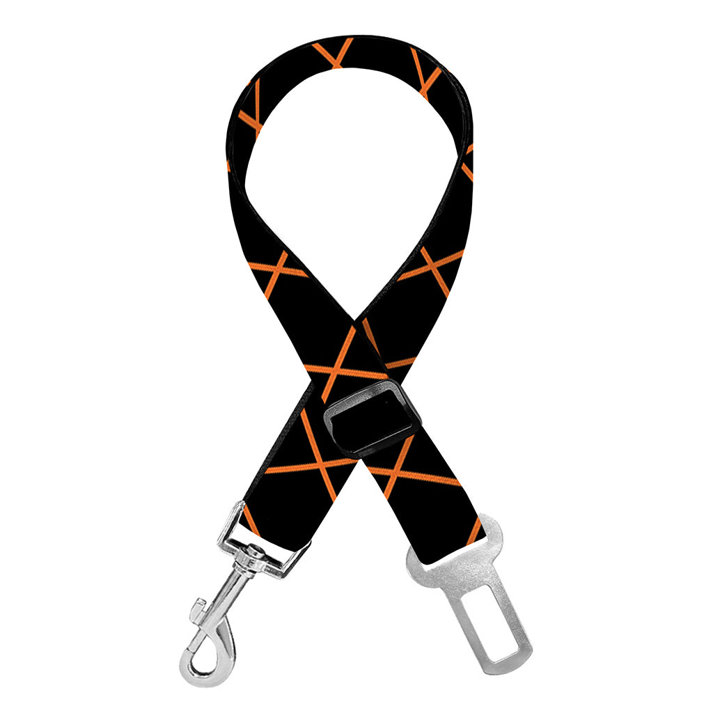 Black And Orange Harlequin Print Dog Seat Belt