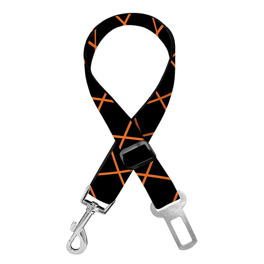 Black And Orange Harlequin Print Dog Seat Belt