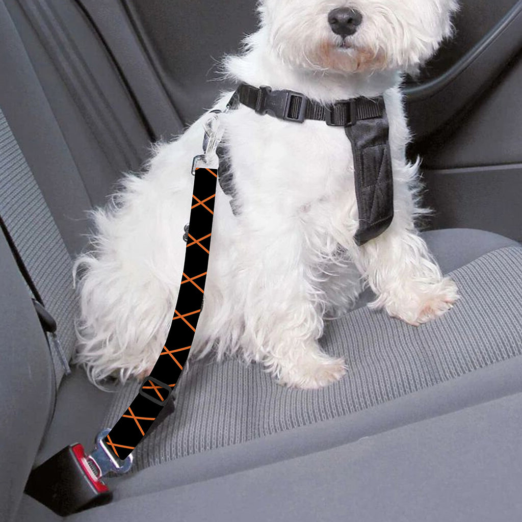 Black And Orange Harlequin Print Dog Seat Belt