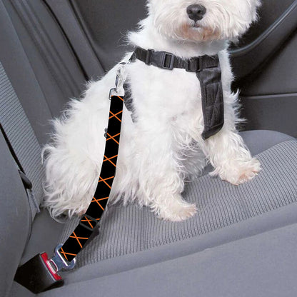 Black And Orange Harlequin Print Dog Seat Belt