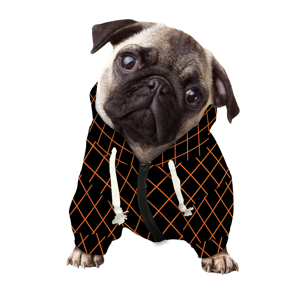 Black And Orange Harlequin Print Dog Zip Up Hoodie