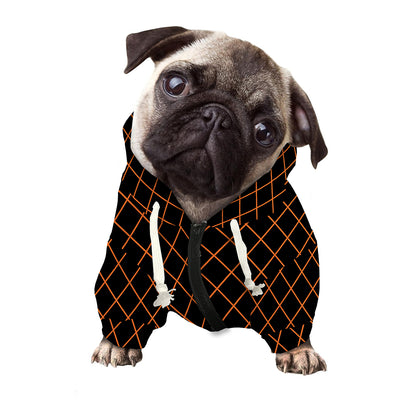 Black And Orange Harlequin Print Dog Zip Up Hoodie
