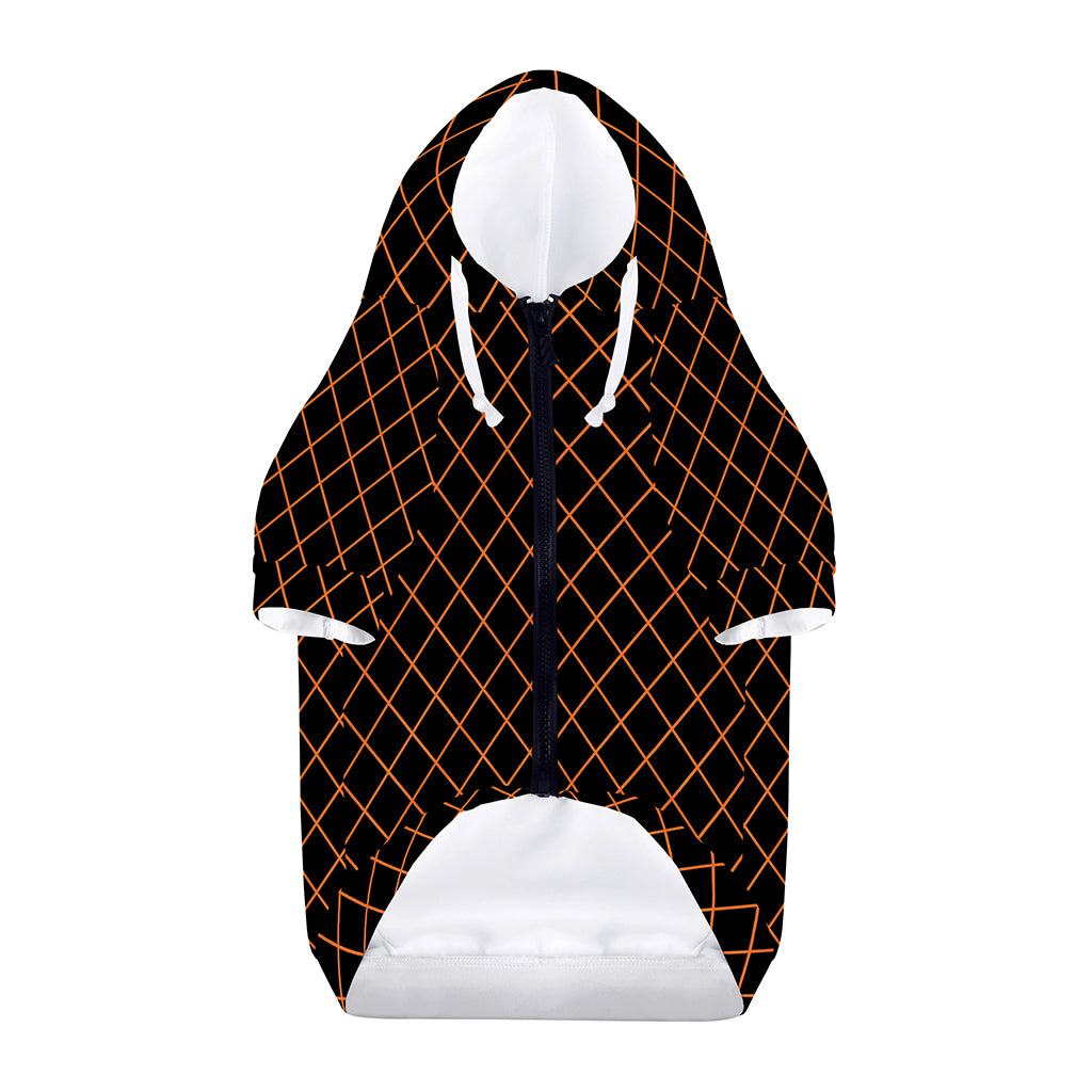 Black And Orange Harlequin Print Dog Zip Up Hoodie