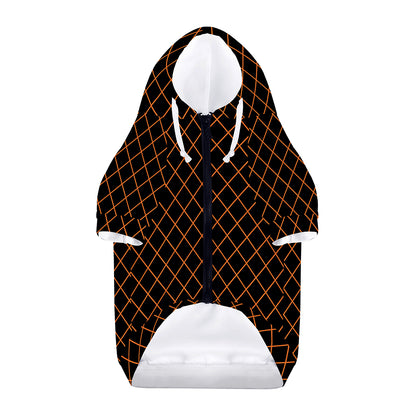 Black And Orange Harlequin Print Dog Zip Up Hoodie