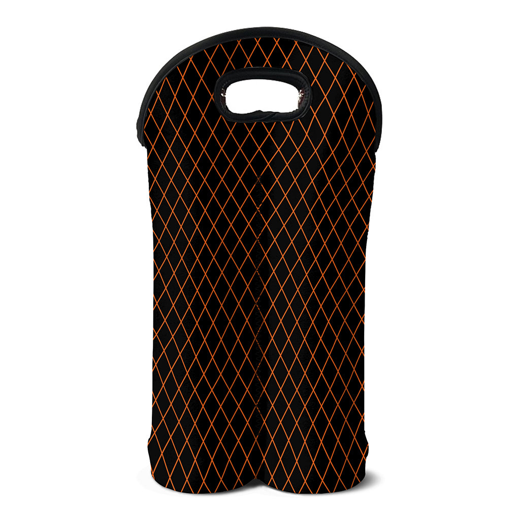 Black And Orange Harlequin Print Double Neoprene Wine Tote