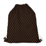 Black And Orange Harlequin Print Drawstring Bag
