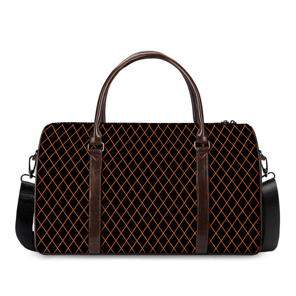 Black And Orange Harlequin Print Duffle Bag