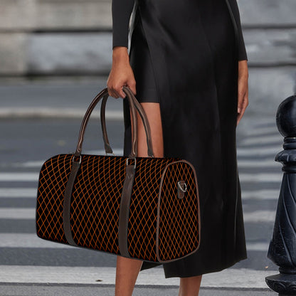 Black And Orange Harlequin Print Duffle Bag