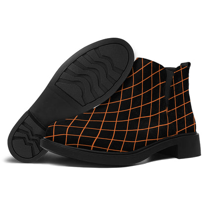 Black And Orange Harlequin Print Flat Ankle Boots