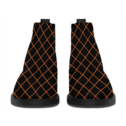 Black And Orange Harlequin Print Flat Ankle Boots