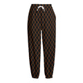 Black And Orange Harlequin Print Fleece Lined Knit Pants