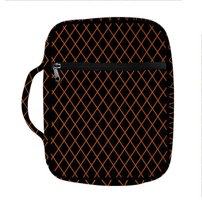 Black And Orange Harlequin Print Front Pocket Bible Bag