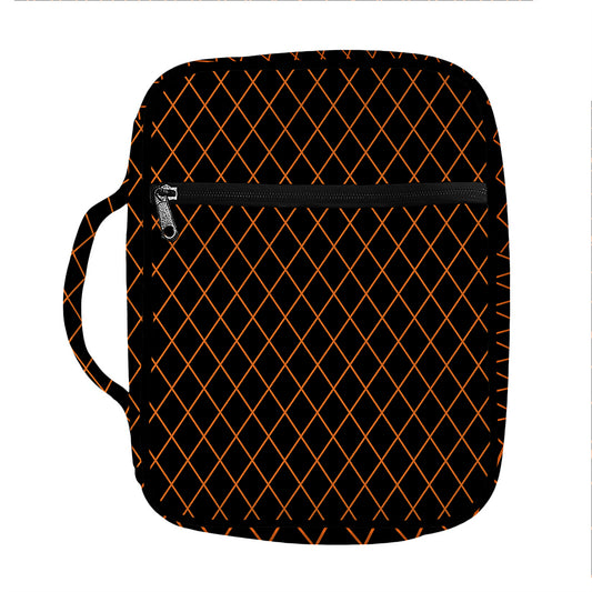 Black And Orange Harlequin Print Front Pocket Bible Bag