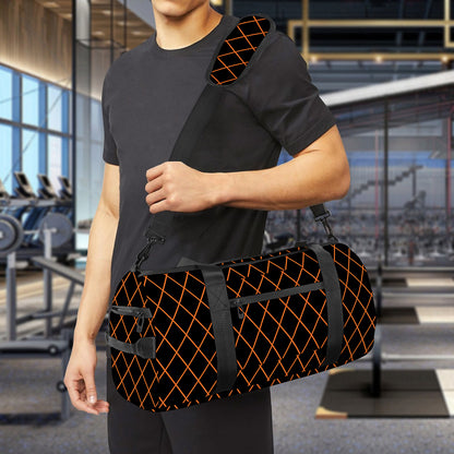 Black And Orange Harlequin Print Gym Bag