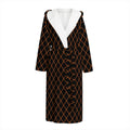 Black And Orange Harlequin Print Hooded Bathrobe