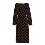 Black And Orange Harlequin Print Hooded Bathrobe