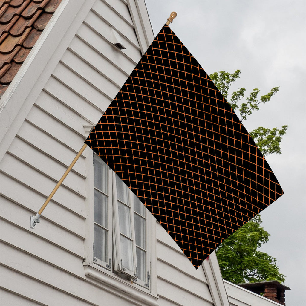Black And Orange Harlequin Print House Flag