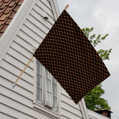 Black And Orange Harlequin Print House Flag