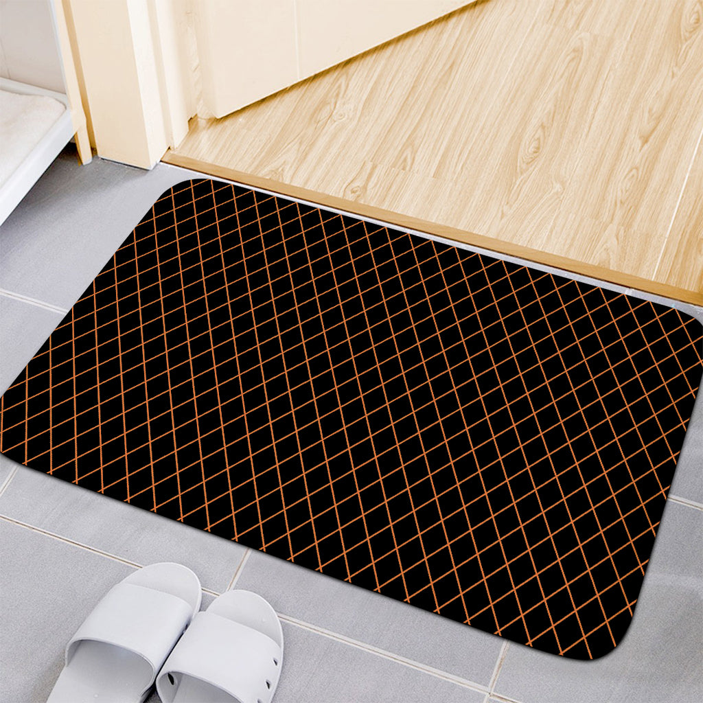 Black And Orange Harlequin Print Indoor Door Mat