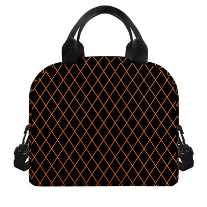Black And Orange Harlequin Print Insulated Lunch Bag