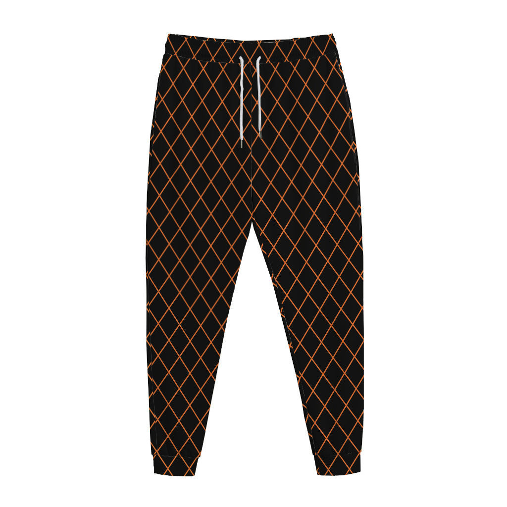 Black And Orange Harlequin Print Jogger Pants