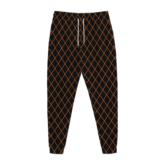 Black And Orange Harlequin Print Jogger Pants