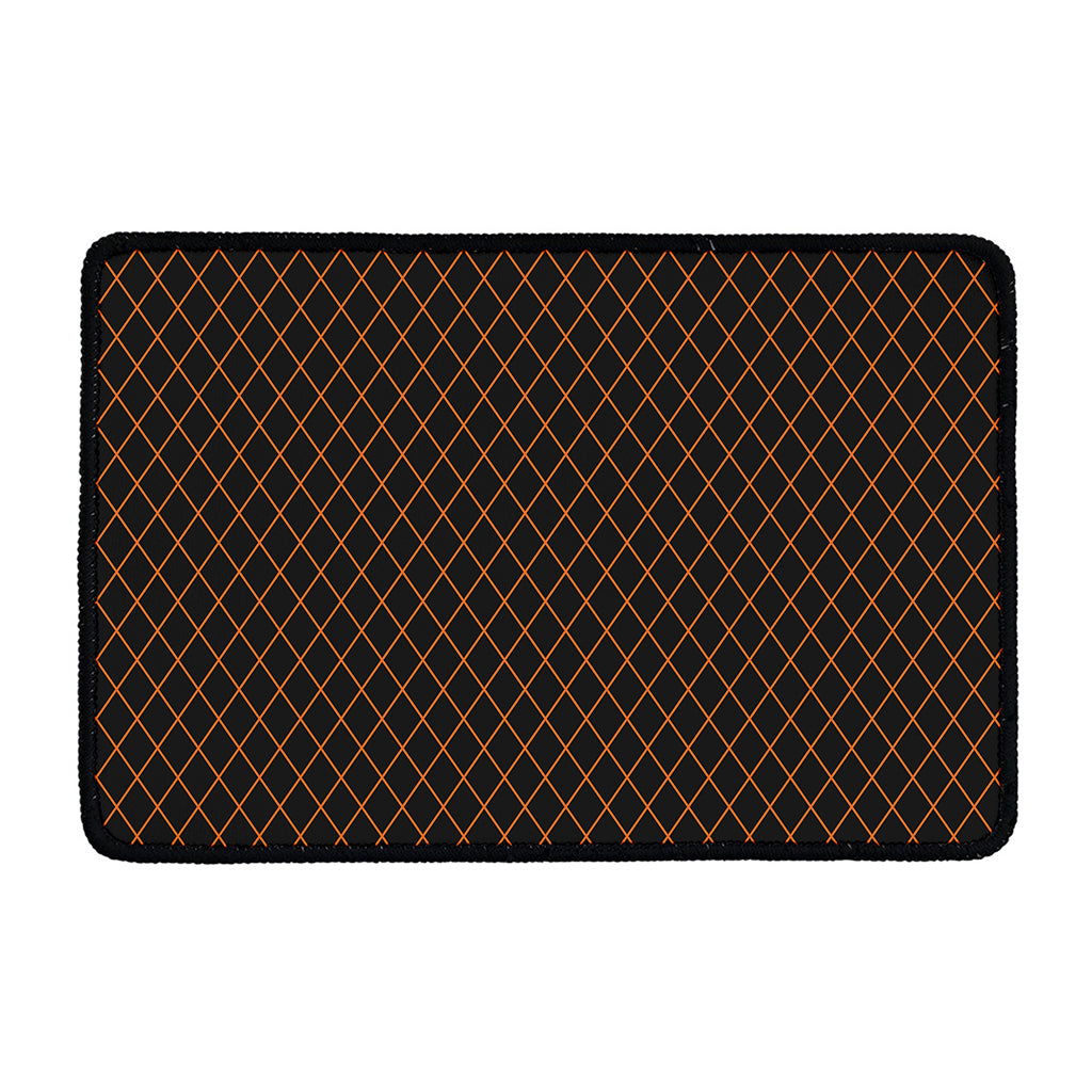 Black And Orange Harlequin Print Kitchen Mat