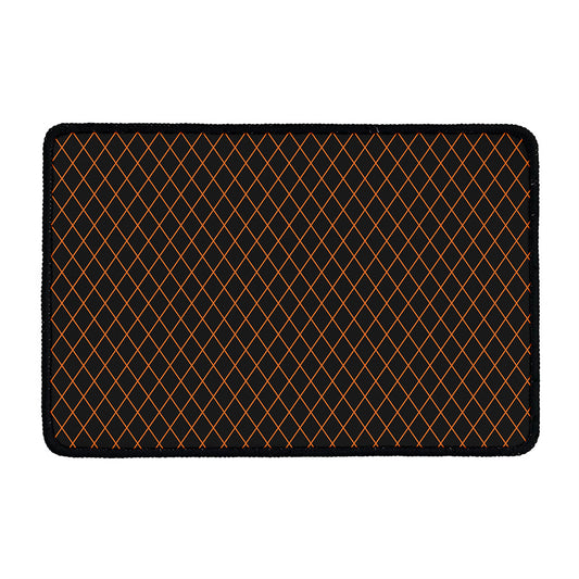 Black And Orange Harlequin Print Kitchen Mat