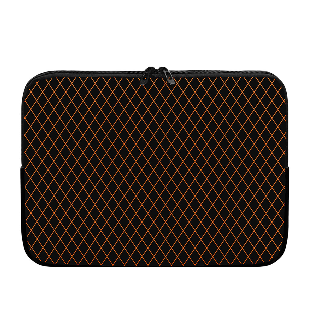 Black And Orange Harlequin Print Laptop Sleeve
