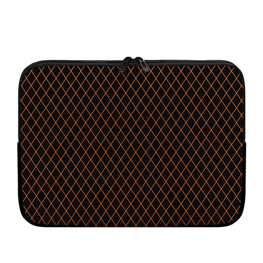 Black And Orange Harlequin Print Laptop Sleeve