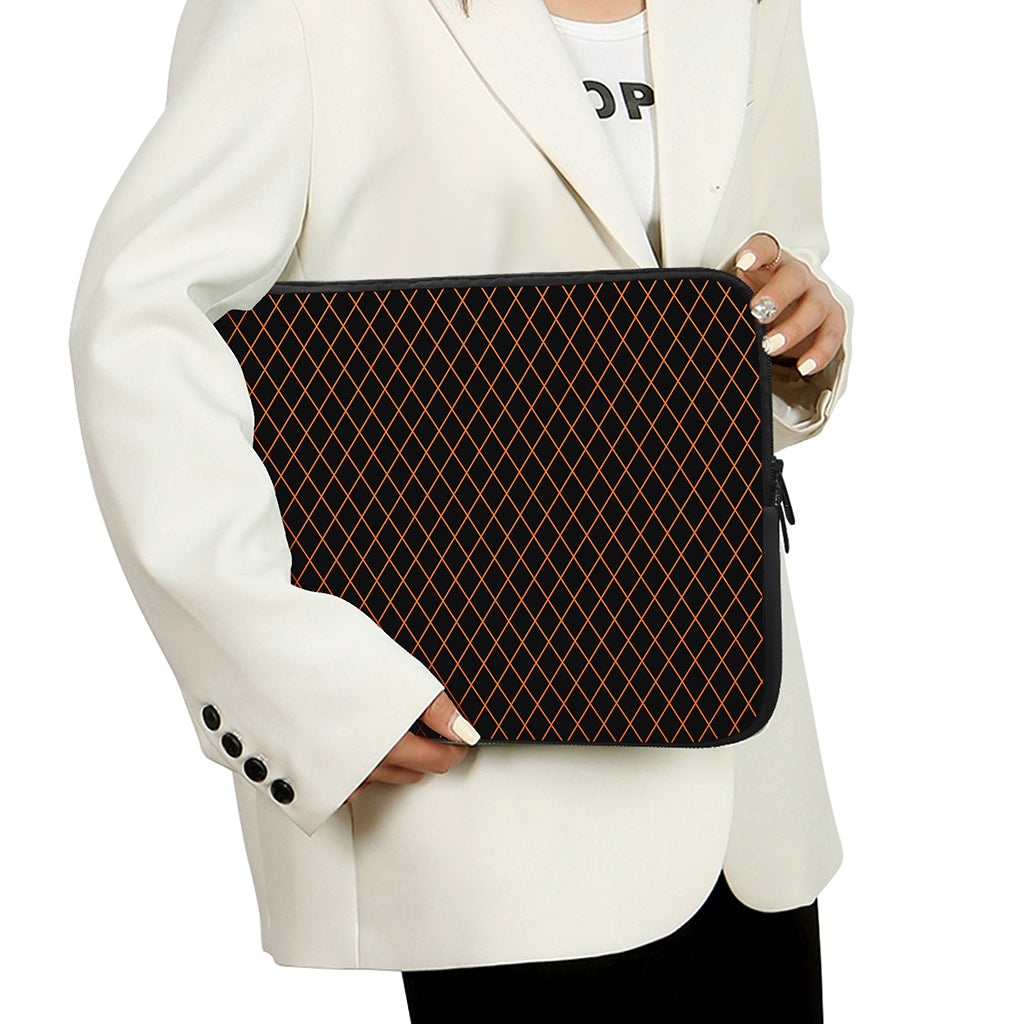 Black And Orange Harlequin Print Laptop Sleeve