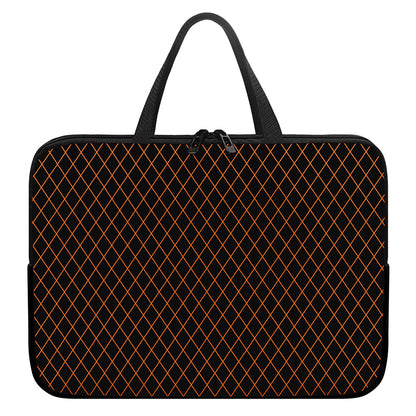 Black And Orange Harlequin Print Laptop Sleeve With Handle