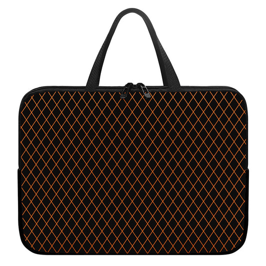Black And Orange Harlequin Print Laptop Sleeve With Handle