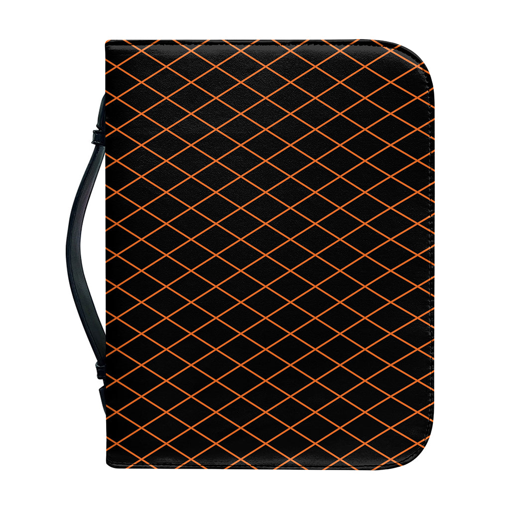 Black And Orange Harlequin Print Leather Bible Cover